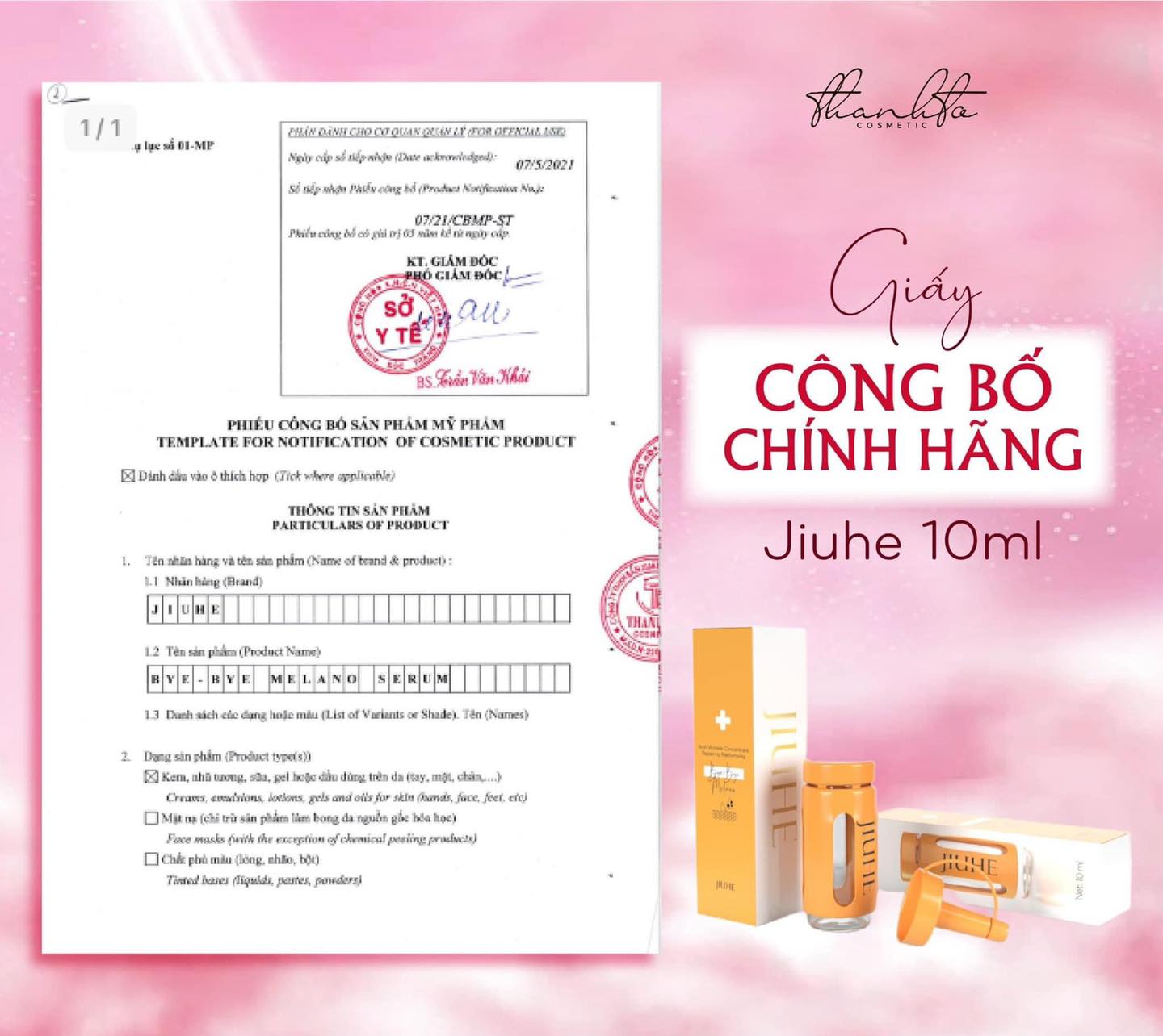 Serum Giảm Thâm Nám Jiuhe 10ml Thanh Tô Cosmetics - SR10ML