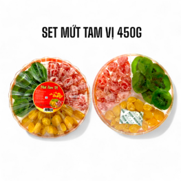 Hộp Quà Tết Set Mứt 3 Vị Trái Cây 450g - Hộp Sun Khía - TTCM3VHK