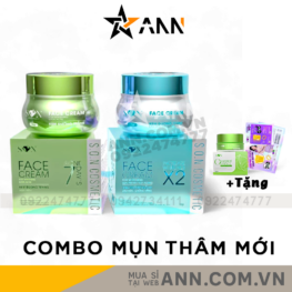 Combo Kem Face Hỗ Trợ Giảm Mụn Xanh Lá + Xanh Biển SON Cosmetic Tặng Cao Bưởi Phiên Bản Mới - COMBOSON9