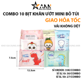 Combo 10 Bịt Khăn Giấy Ướt Mini Bỏ Túi Tiện Lợi - KUBTMN01