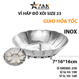 Vỉ Hấp Đồ Xôi Inox Size 23 Xòe Cánh 3 Chân 16x16x7cm - VHDX01