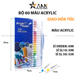 Bộ 60 Màu Acrylic Vẽ Trên Mọi Chất Liệu Có Thể Vẽ Chồng Màu 20x14x3cm - MARL01