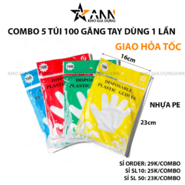 Combo 5 Túi 100 Găng Tay Nilong Dùng 1 Lần Siêu Dai Găng Tay 16cmx23cm - TUI100GT01