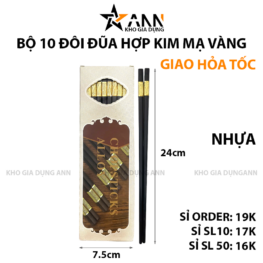 Bộ 10 Đôi Đũa Hợp Kim Mạ Vàng Cao Cấp 24x7.5cm - DHKMV01