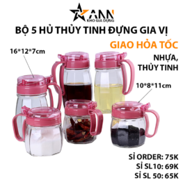 Bộ 5 Hủ Thủy Tinh Đựng Gia Vị Tiện Dụng 33x22x9cm - BHTT01