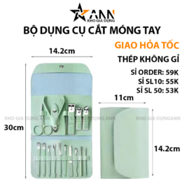 Bộ Cắt Móng Tay 16 Món Bằng Thép Không Gỉ Kèm Bao Da Đựng - BCMT13M01