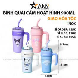 Bình Giữ Nhiệt Inox Có Tay Cầm Hoạt Hình 900ml - BGNTCHH01