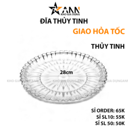 Đĩa Thủy Tinh Đựng Hoa Quả Hình Tròn 28cm - DTTPL01