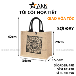 Túi Cói Size To Túi Xách Cói Họa Tiết Đơn Giản 34x29cm - TCHTDG01