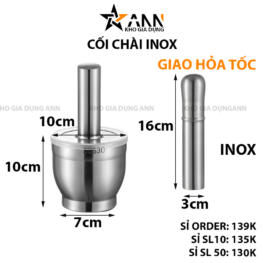 Cối Chài Inox 304 Có Nắp Đậy Kèm Tiện Lợi 10x10x10cm - CCIN304