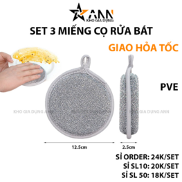 Set 3 Miếng Cọ Rửa Bát Đĩa Đũa Cọ Xoong Nồi Tạo Bọt Đa Năng 12.5x2.5cm - MCRBDX01