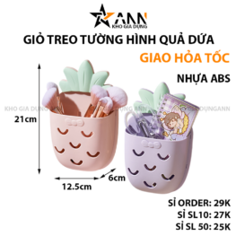 Giỏ Treo Tường Hình Quả Dứa Kèm Miếng Dán Không Cần Đục Lỗ 21x12.5x6cm - GTTHQD01