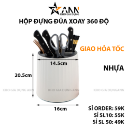 Hộp Đựng Đũa Muỗng Xoay 360 Độ 20.5x16cm - HDDM01