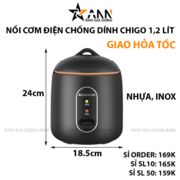 Nồi Cơm Điện Chống Dính Chigo 1,2 lít 24x18.5cm - NCDCDCG01