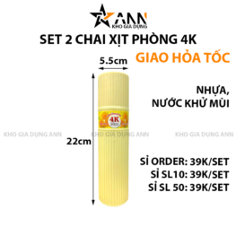 Set 2 Chai Xịt Thơm Phòng 4K Plus Khử Mùi - XPKM4K01