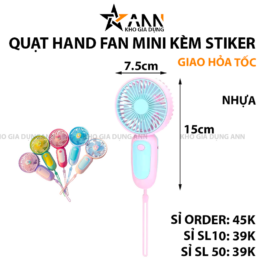 Quạt Mini Cầm Tay Kèm Stiker 7.5x15x5.5cm - QMNCTHF01