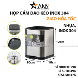 Hộp Cắm Dao Inox Có Đáy Thoát Nước Cao Cấp 12x10x10cm - HCDIN01