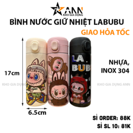 Bình Giữ Nhiệt Labubu Không Quay Xách 450ml 6.5x19.5cm - BGNLBBKQX01