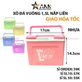 Thùng Đá Vuông Giữ Nhiệt Bibi Nắp Liền 1.5L 17x14.5x13cm - TDVGNBIBI01