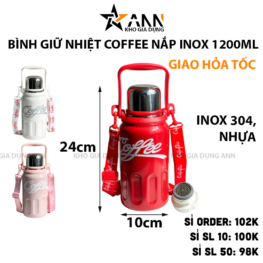 Bình Giữ Nhiệt Coffee Có Quai Đeo Xách 1200ml 24x10x10cm - BGNCC01