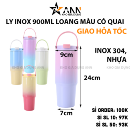 Bình Giữ Nhiệt Ly Giữ Nhiệt Inox 900ml Loang Màu Có Quai 24x9x7cm - BGNLM