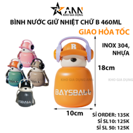 Bình Nước Giữ Nhiệt Hình Gấu Chữ B 460ml - BGNHTGCB