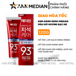 Kem Đánh Răng Median Màu Đỏ Dental IQ 93% Tartar Toothpaste Badbreath 120g - 8809585101421