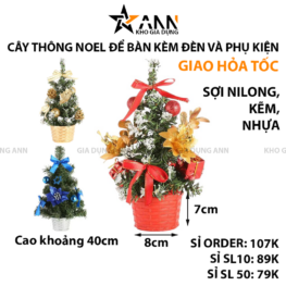 Cây Thông Noel Để Bàn Trang Trí Giáng Sinh Kèm Đèn Và Phụ Kiện 40cm - CTNDB01