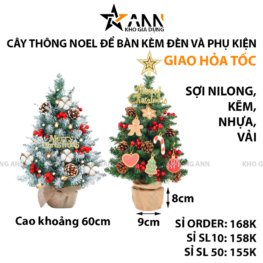 Cây Thông Noel Để Bàn Kèm Đèn và Phụ Kiện Size 60cm - CTNDB02