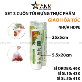 Set 3 Cuộn Túi Đựng Thực Phẩm - S3CTDTP