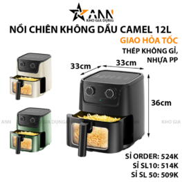 Nồi Chiên Không Dầu Amel 12L Mẫu Mới 33x33x36cm - NCKD02