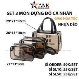 Set 3 Túi Trong Suốt Đựng Đồ Dùng Cá Nhân Chống Thấm - S3TTS