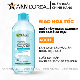 Nước Tẩy Trang Garnier Nắp Xanh Micellar Cleansing Water Salicylic BHA Dành Cho Da Dầu Mụn 400ml - 8994993019670