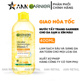 Nước Tẩy Trang Garnier Nắp Vàng Micellar Cleansing Water Vitamin C Dành Cho Da Sạm Xỉn Màu 400ml - 8994993013869