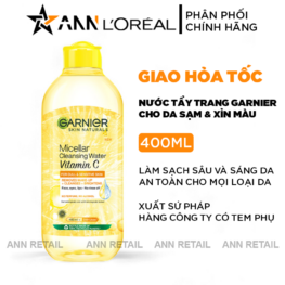 Nước Tẩy Trang Garnier Nắp Vàng Micellar Cleansing Water Vitamin C Dành Cho Da Sạm Xỉn Màu 400ml - 8994993013869