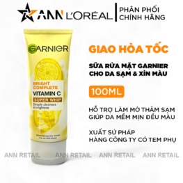 Sữa Rửa Mặt Garnier Sạch Sâu Sáng Da Bright Complete Vitamin C Super Whip Deeply Cleanses & Brightens 100ml - 8994993009015