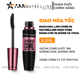 Mascara Làm Cong Mi Maybelline New York Hyper Curl Waterproof - Very Black (Màu Đen) - 6923492584206