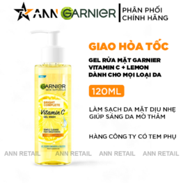 Gel Rửa Mặt Garnier Sạch Dịu Nhẹ Bright Complete Vitamin C Gel Wash 120ml - 8994993018024