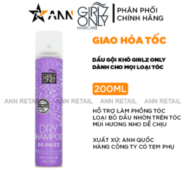 Dầu Gội Khô Girlz Only Màu Tím 200ml - Dầu Gội Khô Hương Nho - DGKGOMT