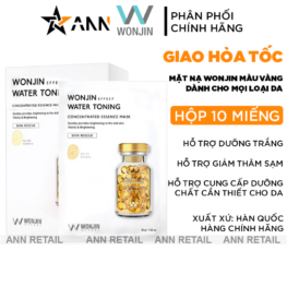 Mặt Nạ Wonjin Effect Water Toning Màu Vàng Dưỡng Trắng Da - Hộp 10 Miếng - 8809544632171