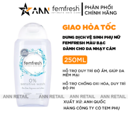 Dung Dịch Vệ Sinh Phụ Nữ Femfresh Sensitive Wash Màu Bạc - Dành Cho Da Nhạy Cảm 250ml - 5010724533673