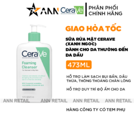 Sữa Rửa Mặt Cerave Foaming Cleanser Xanh Ngọc 473ml - Dành Cho Da Thường Đến Da Dầu - 3337875597357