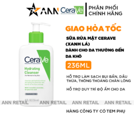 Sữa Rửa Mặt Cerave Hydrating Cleanser Xanh Lá Nhỏ 236ml - Dành Cho Da Thường Đến Da Khô - 3337875597180