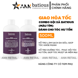 Combo Dầu Gội Xả Batious Repairing Nourishing Shampoo Màu Tím - Dành Cho Tóc Hư Tổn 500ml - 5061014610802