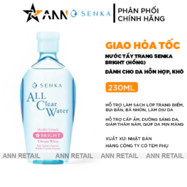 Nước Tẩy Trang Senka All Clear Micellar Bright Màu Hồng 230ml - 4909978150211