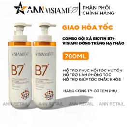 Combo Dầu Gội Xả Visiami Biotin B7+ Cordyceps Đông Trùng Hạ Thảo 780ml - 6940686505847