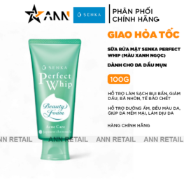 Sữa Rửa Mặt Senka Perfect Whip Màu Xanh Ngọc Giảm Mụn Mờ Thâm 100g - 4550516705945