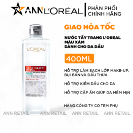 Nước Tẩy Trang Loreal Paris Màu Xám Sạch Sâu Kiềm Dầu Revitalift Crystal Micellar Water 400ml - 6923700981476