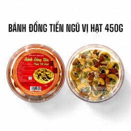 Hộp Bánh Đồng Tiền Ngũ Vị Hạt Hộp Tròn 450G Hộp Tết - BDTNVHHT450