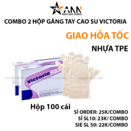 Combo 2 Hộp Găng Tay Cao Su Victoria Size M L Siêu Dai - Hộp 100 Cái Găng Tay Làm Bếp Rửa Chén Đa Năng Dùng 1 Lần - GTCSML